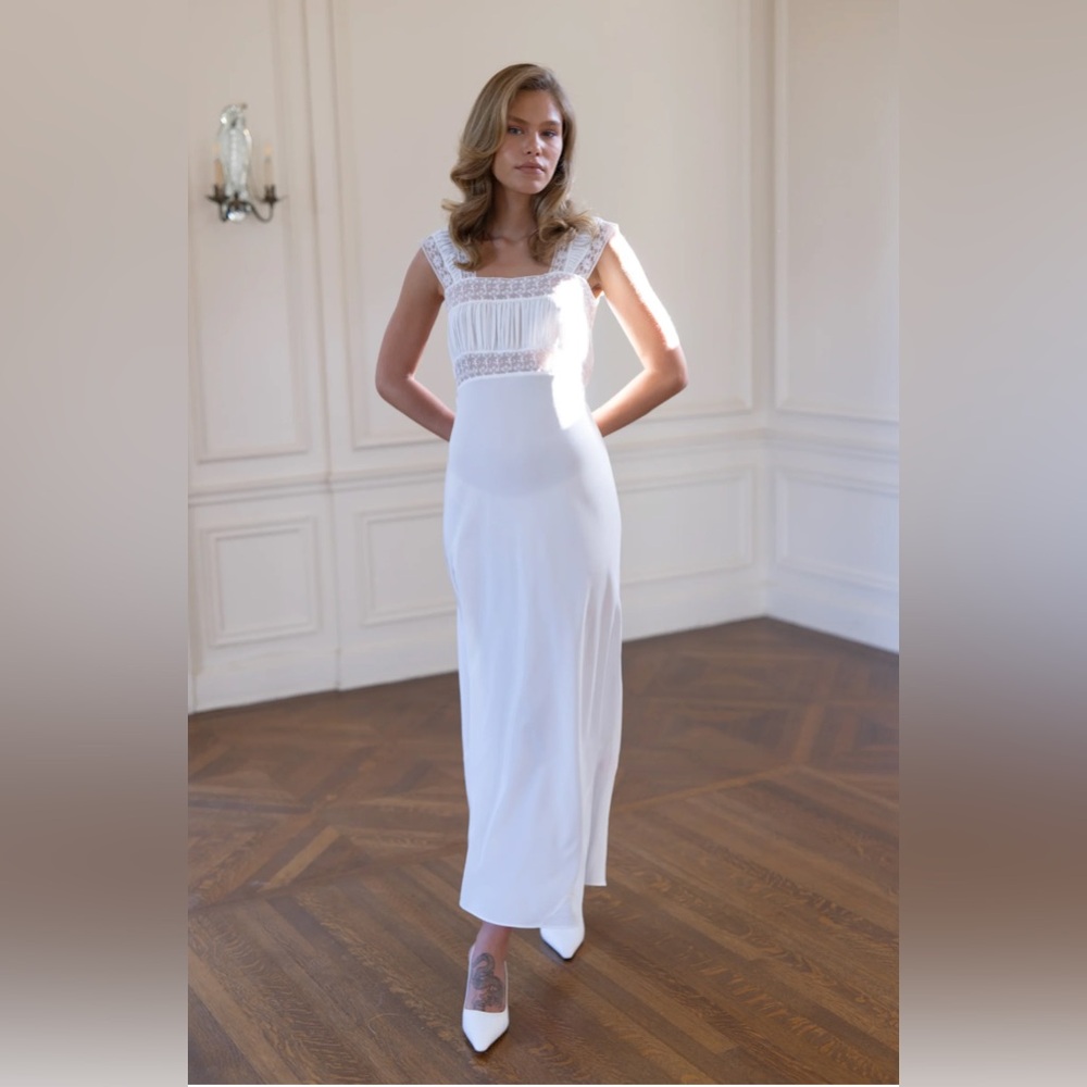 Selkie White Lace-Trim Maxi Dress with tags !